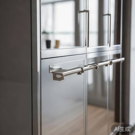 现代厨房镜面/金属拉手橱柜