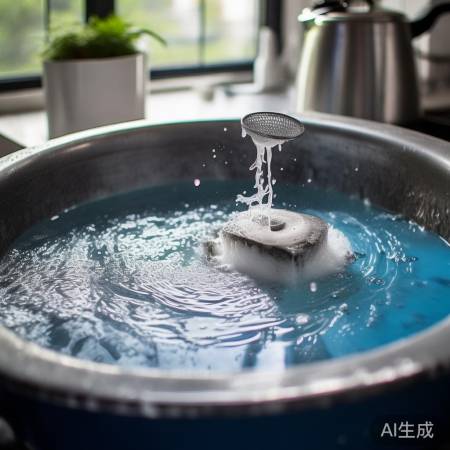 “第五步：滤网清水洗，油渍热水