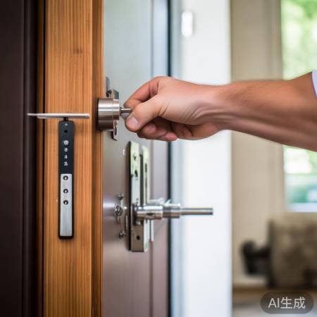 安装指纹锁，拆旧锁，固定新锁体