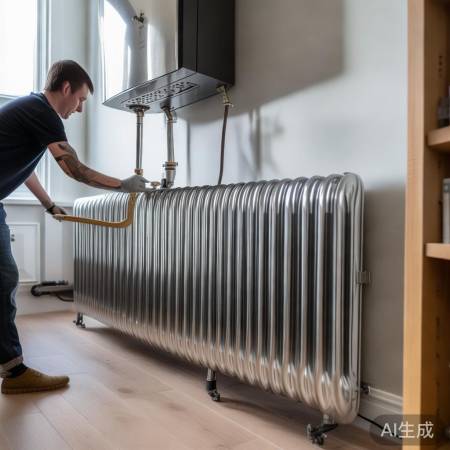 壁挂炉散热片水平连接，检查密封