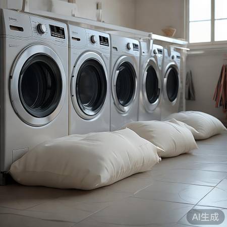 多洗衣机置沙袋，平衡互不干扰。