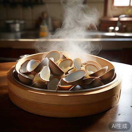 蒸花蛤去腥，料酒姜片腌制。