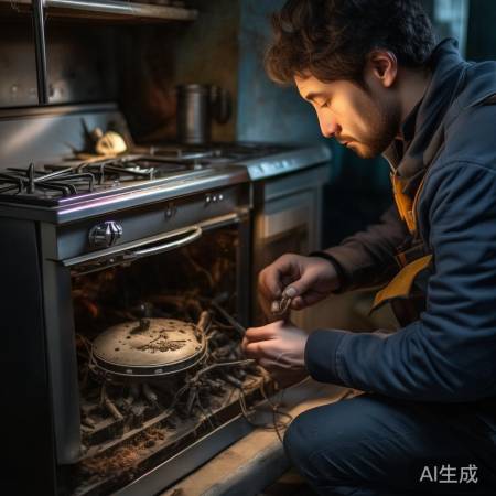 拆卸燃气灶煤胆，螺丝刀助力。