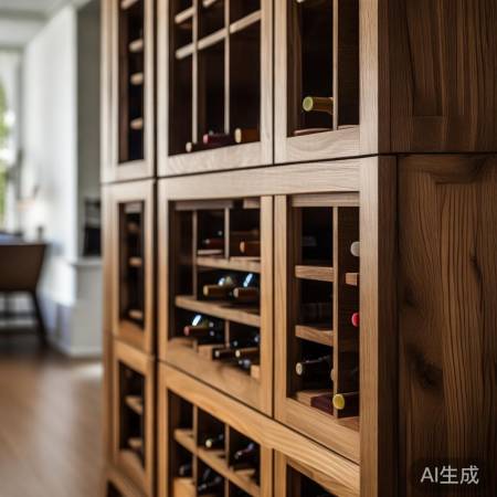 酒柜色彩搭配，层次分明。