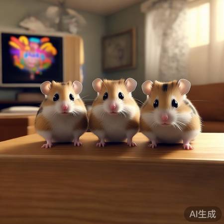 三线仓鼠看电视入迷