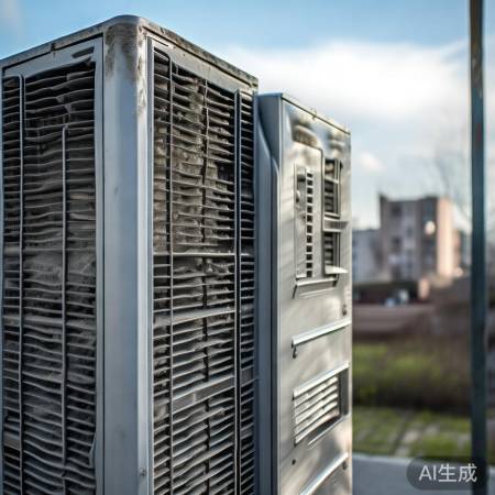 空调室外散热不良，效率下降。