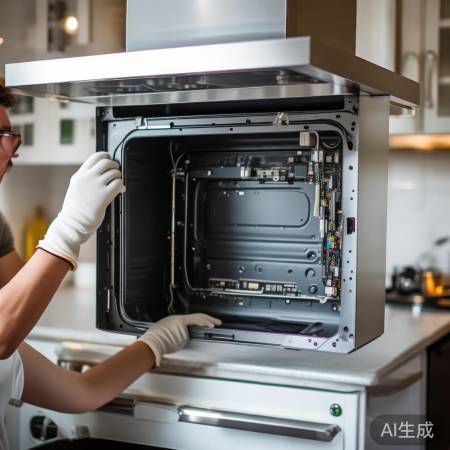 检查油烟机内部，电路板清洁无损