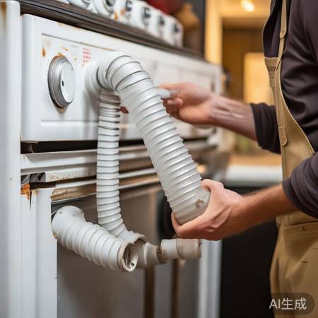 老式热水器风管脆，塑料软管替代