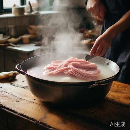 猪肉变白，切片焯水除异味