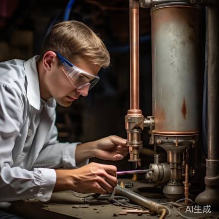 拆卸回水管，螺丝刀谨慎拧。