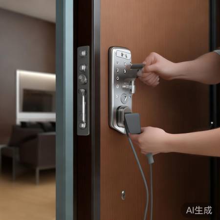 “智能锁连接电源线”