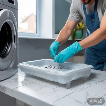 波轮洗衣机过滤盒清洁保养步骤。