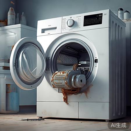 洗衣机电机故障，洗涤脱水失效。