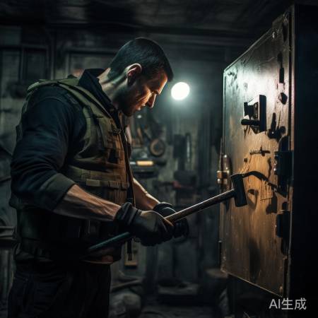 合法撬棍撬开保险柜，小心操作。