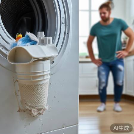 洗衣机底排水管堵塞？衣物小物卡