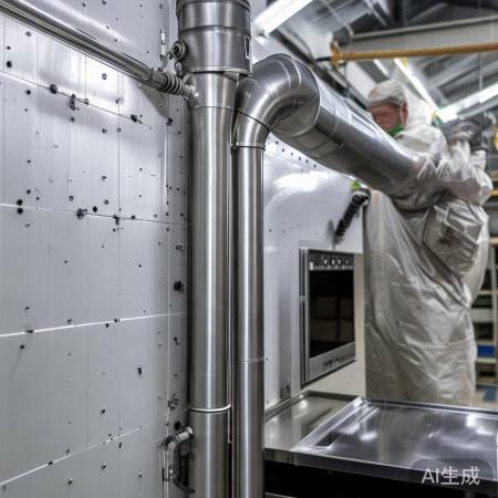 排气管固定：打孔插螺栓，垂直连