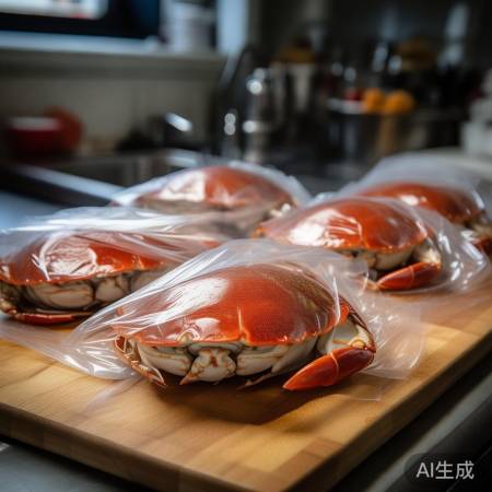 螃蟹保鲜膜隔离，口感更佳