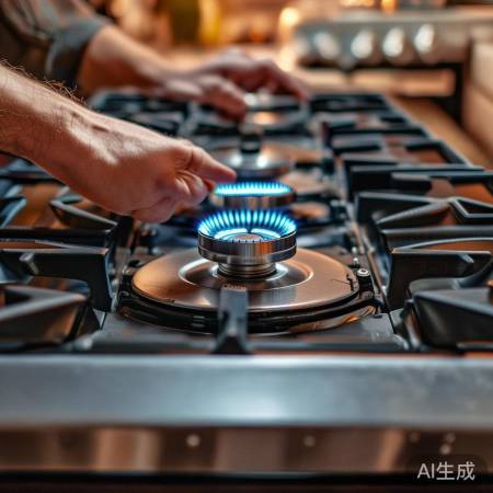 燃气灶安装完毕，恢复如初，点火