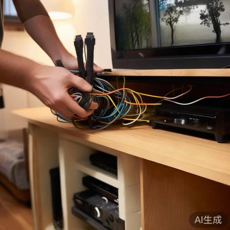 电视线路整理固定。