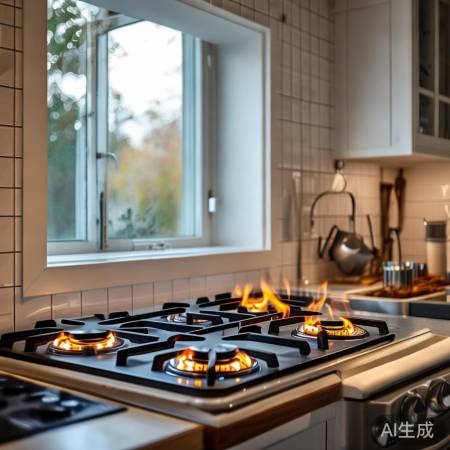 保持通风，燃气灶安全用