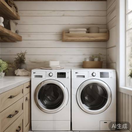 洗衣机旁摆风水镜球，驱邪增正。