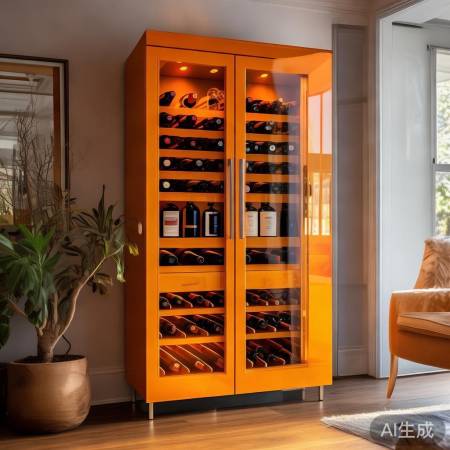 橙色酒柜，品味与实用并重。