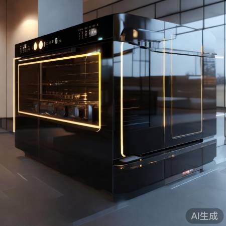 黑色面板油烟机，LED灯饰，智