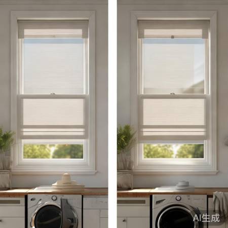 洗衣机遮阳帘：固定式厚重，活动