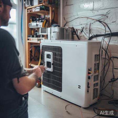 接线确认，通电启动空气能热水器