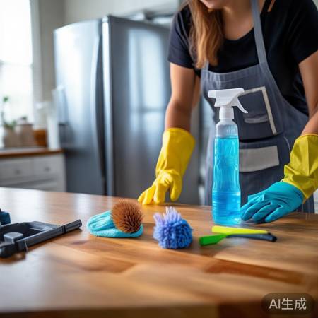 清洁工具备齐，冰箱角落不留痕。