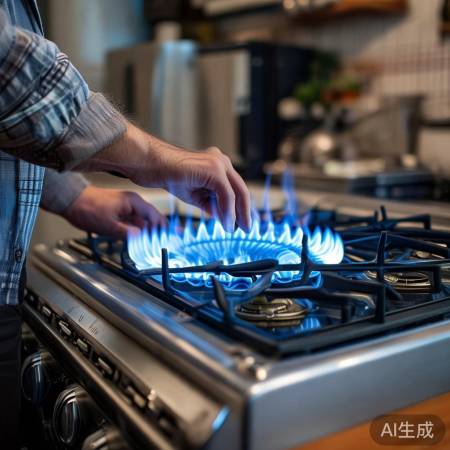 燃气灶软管换好,火焰稳定无泄漏